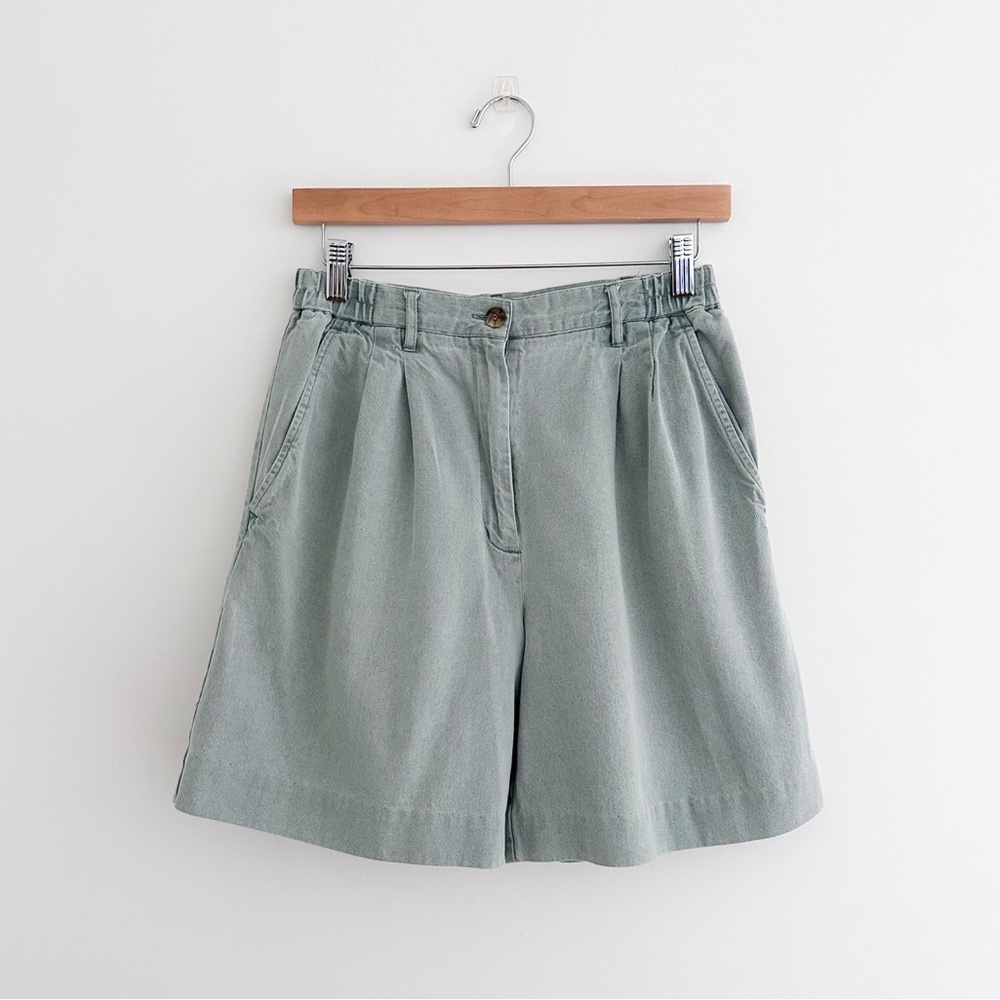 Talbots High-Waist Pleated Shorts in Sage Green